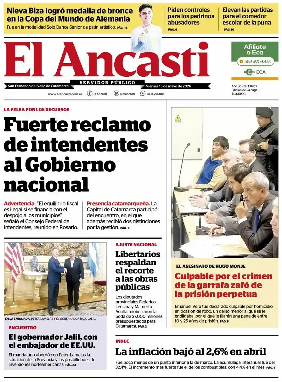 Estudios Max | DIARIO CAMPO LA DULCE - Tapa del diario Ancasti
