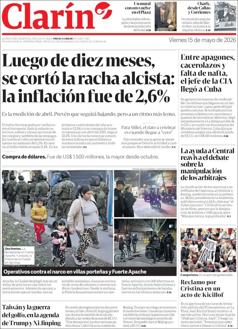 Estudios Max | DIARIO CAMPO LA DULCE - Tapa del diario Clarin