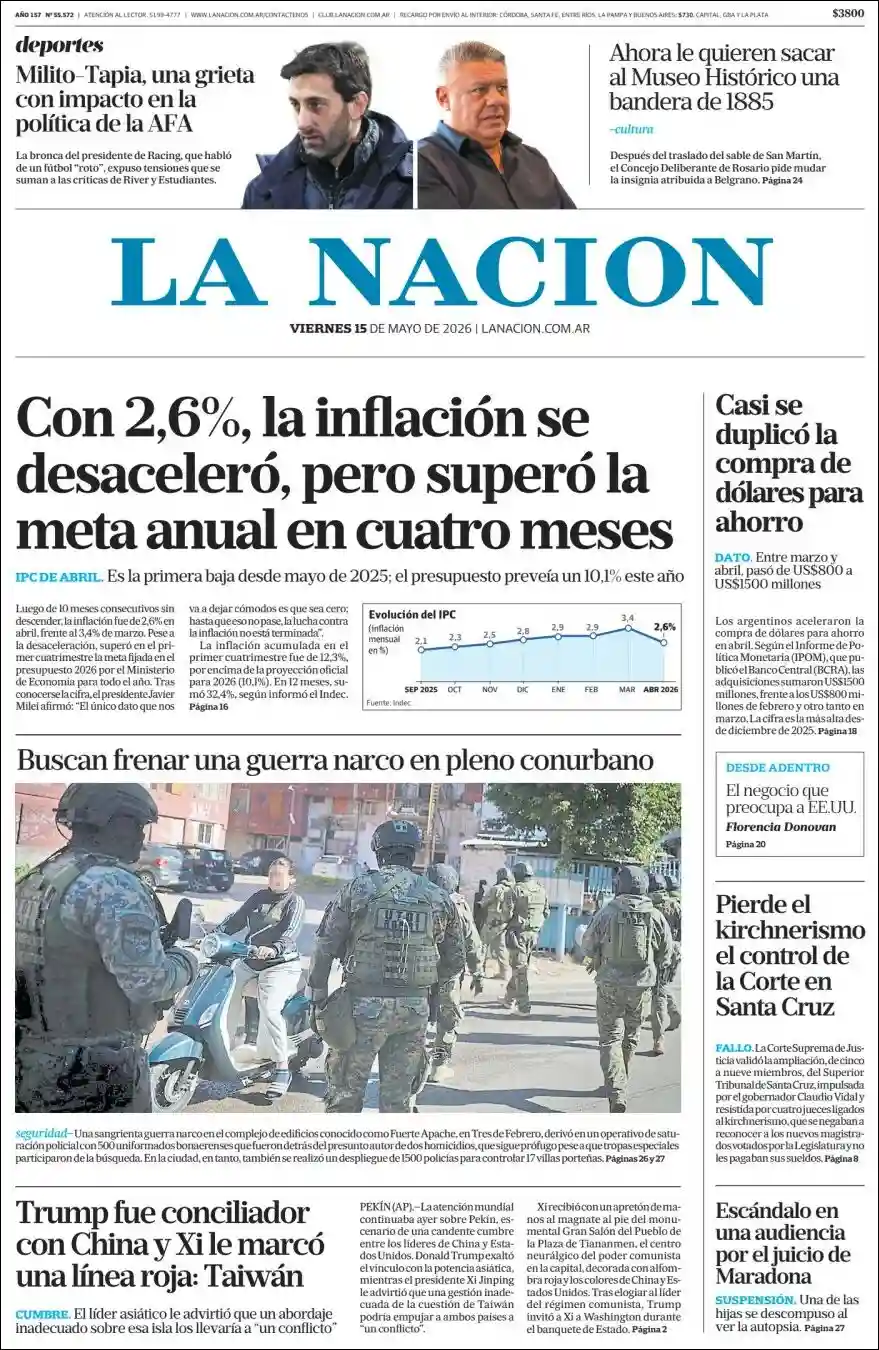 Estudios Max | DIARIO CAMPO LA DULCE - Tapa del diario Nacion