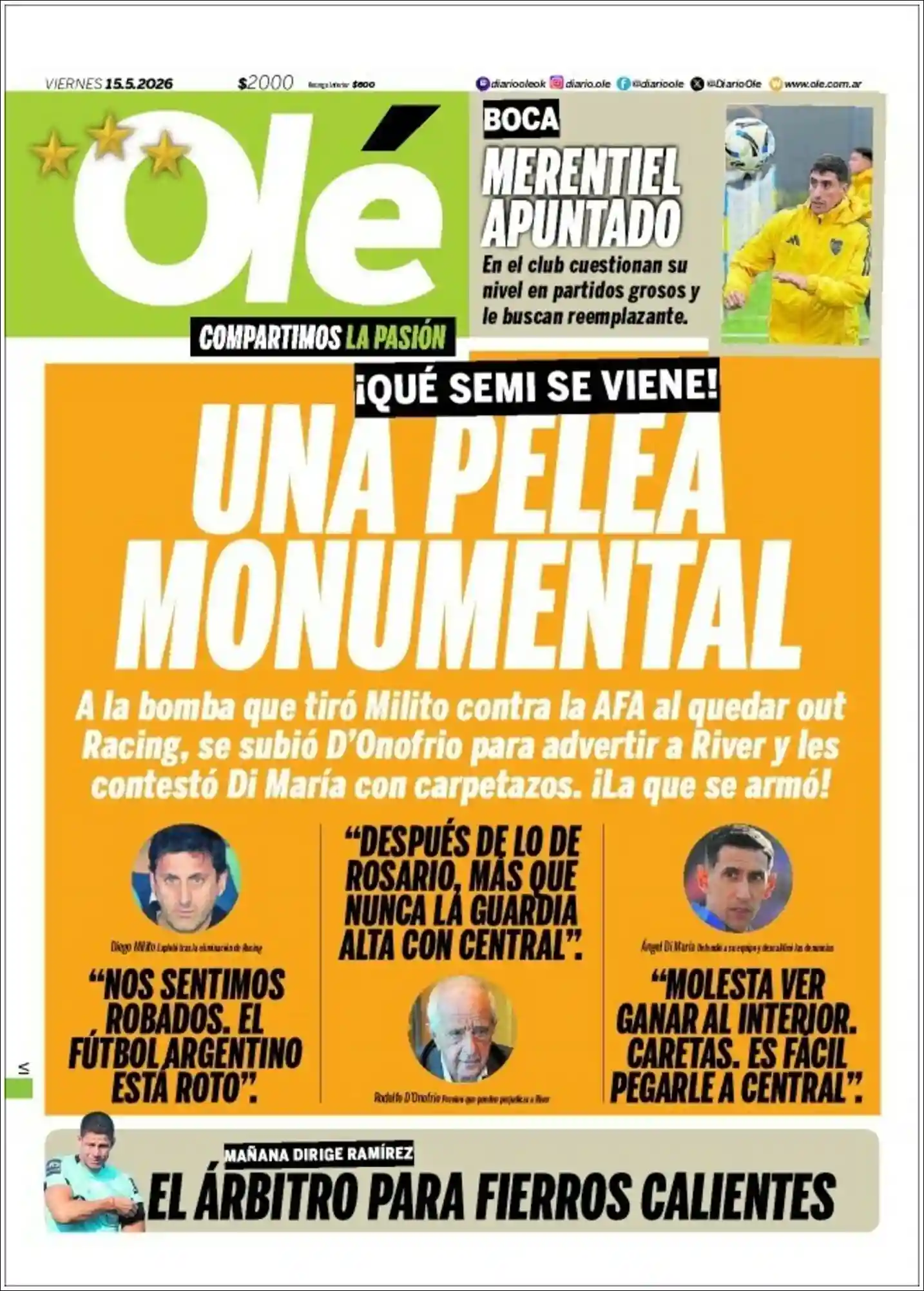 Estudios Max | DIARIO CAMPO LA DULCE - Tapa del diario Ole