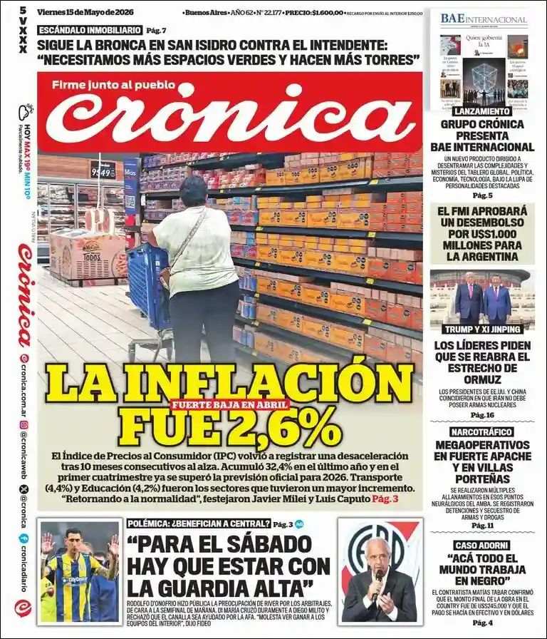 Estudios Max | DIARIO CAMPO LA DULCE - Tapa del diario Crónica